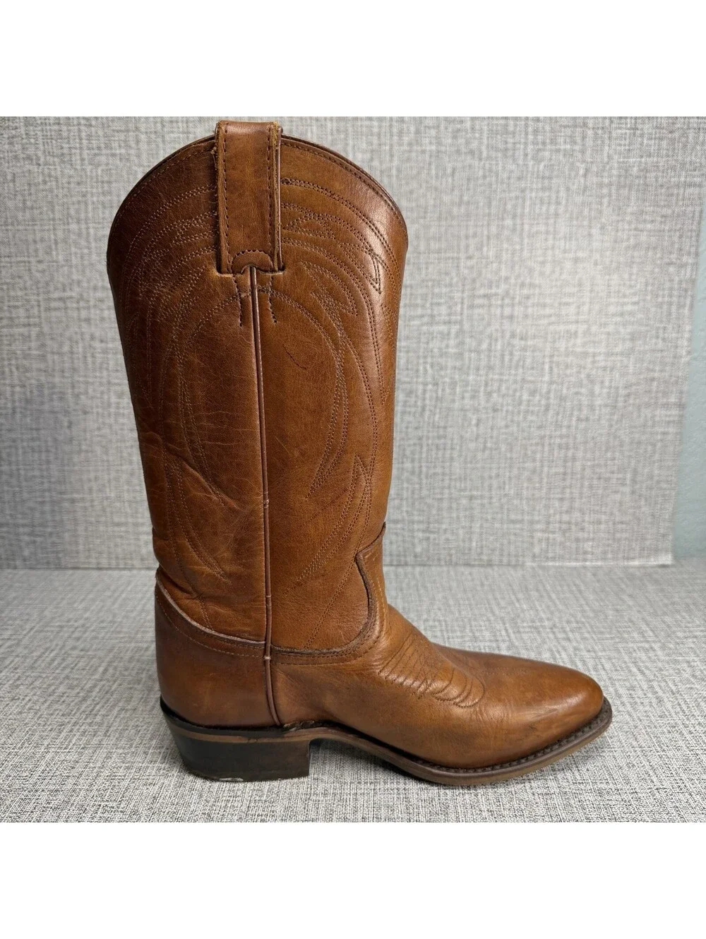 Frye Boots Women's Size 7 B Tan Leather Billy Pull On Deco Stitch Cowboy